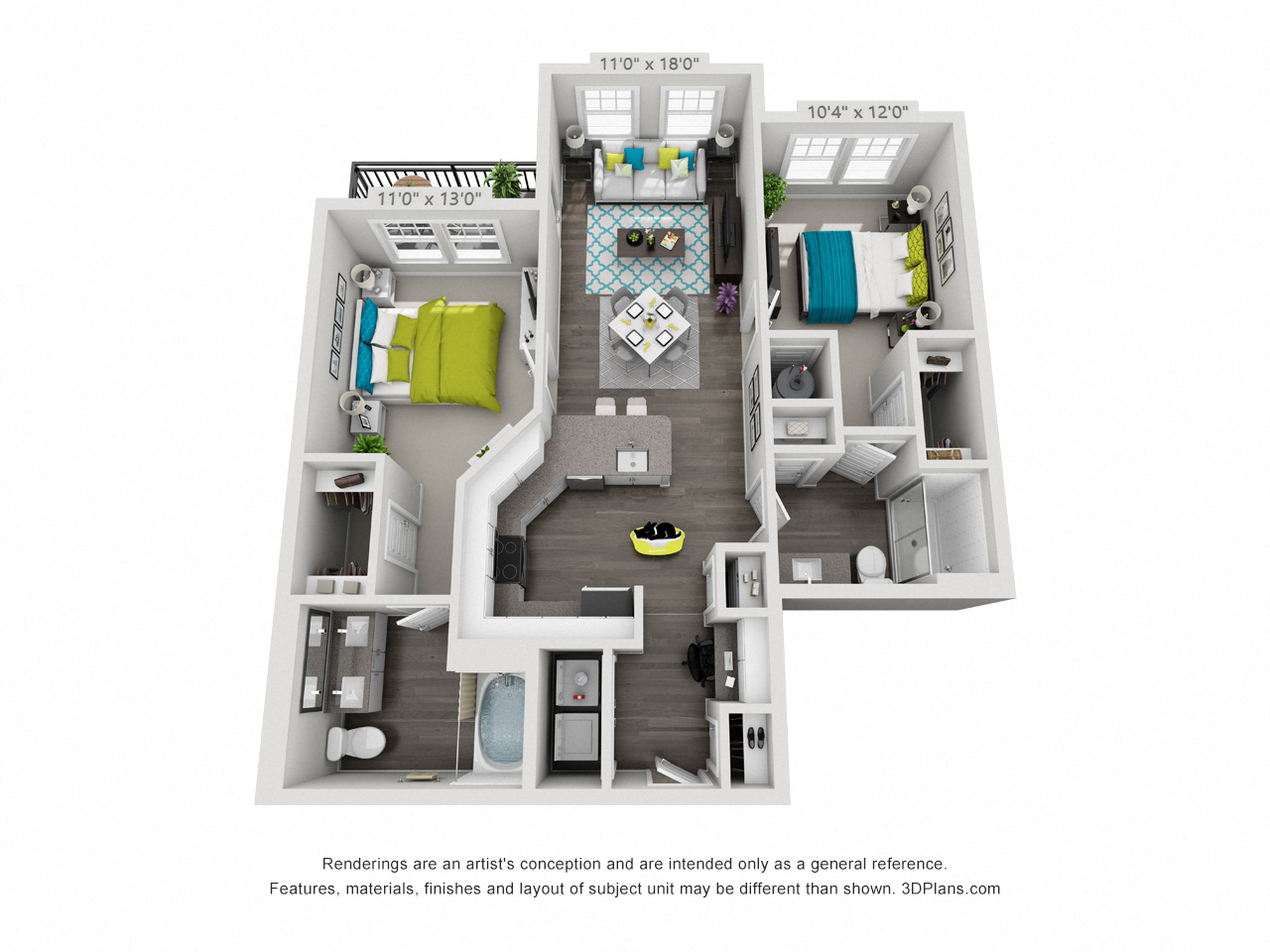 Hawthorne at the W Two Bedroom Floor Plan